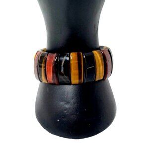 Tiger Eye Stretch Bracelet 1” Chunky Various Colored Tigers Eye Stones